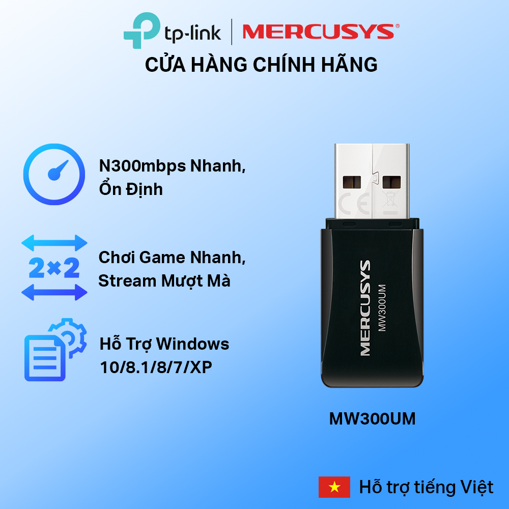 Bộ Chuyển Đổi USB Wifi Mini MERCUSYS MW300UM N300