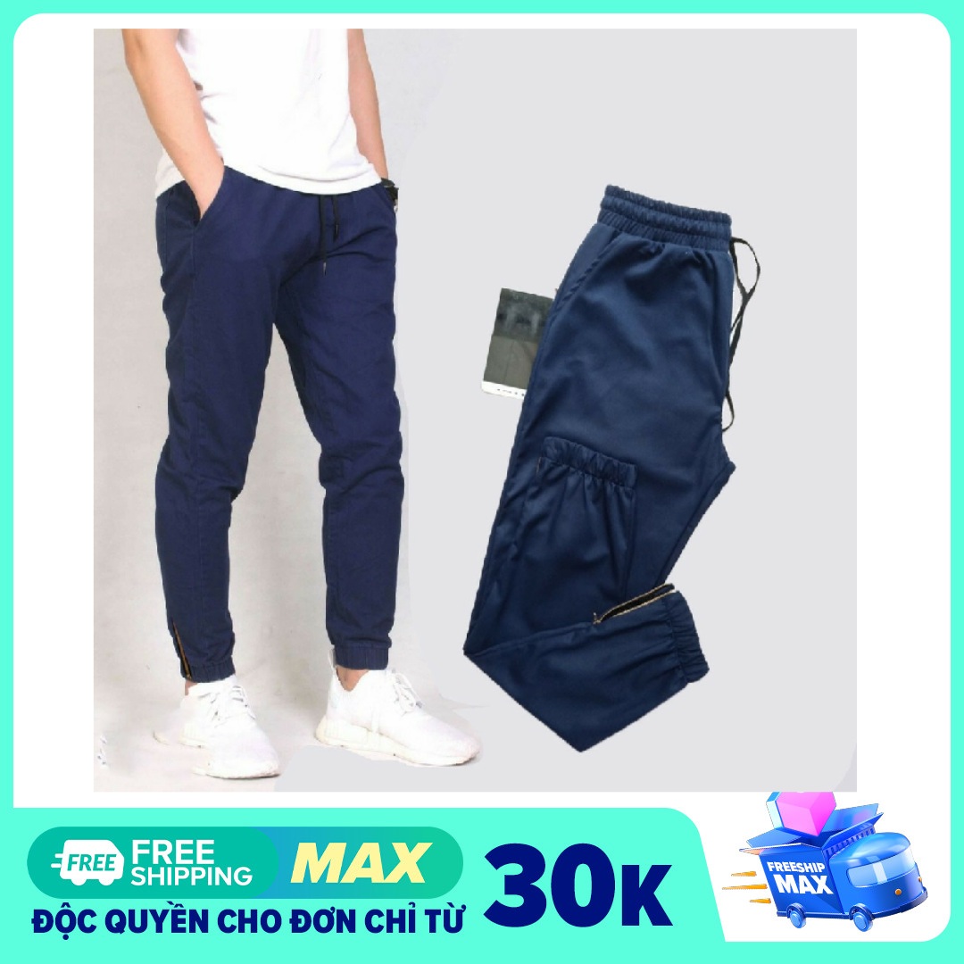 Quần jogger nam khóa dọc ống chân vải kaki cao cấp phong cách hàn quốc có đủ size