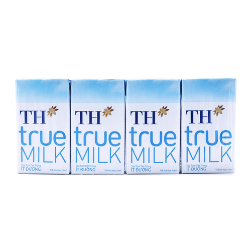 Lốc 4 Hộp Sữa TH True Milk Ít Đường 110ml