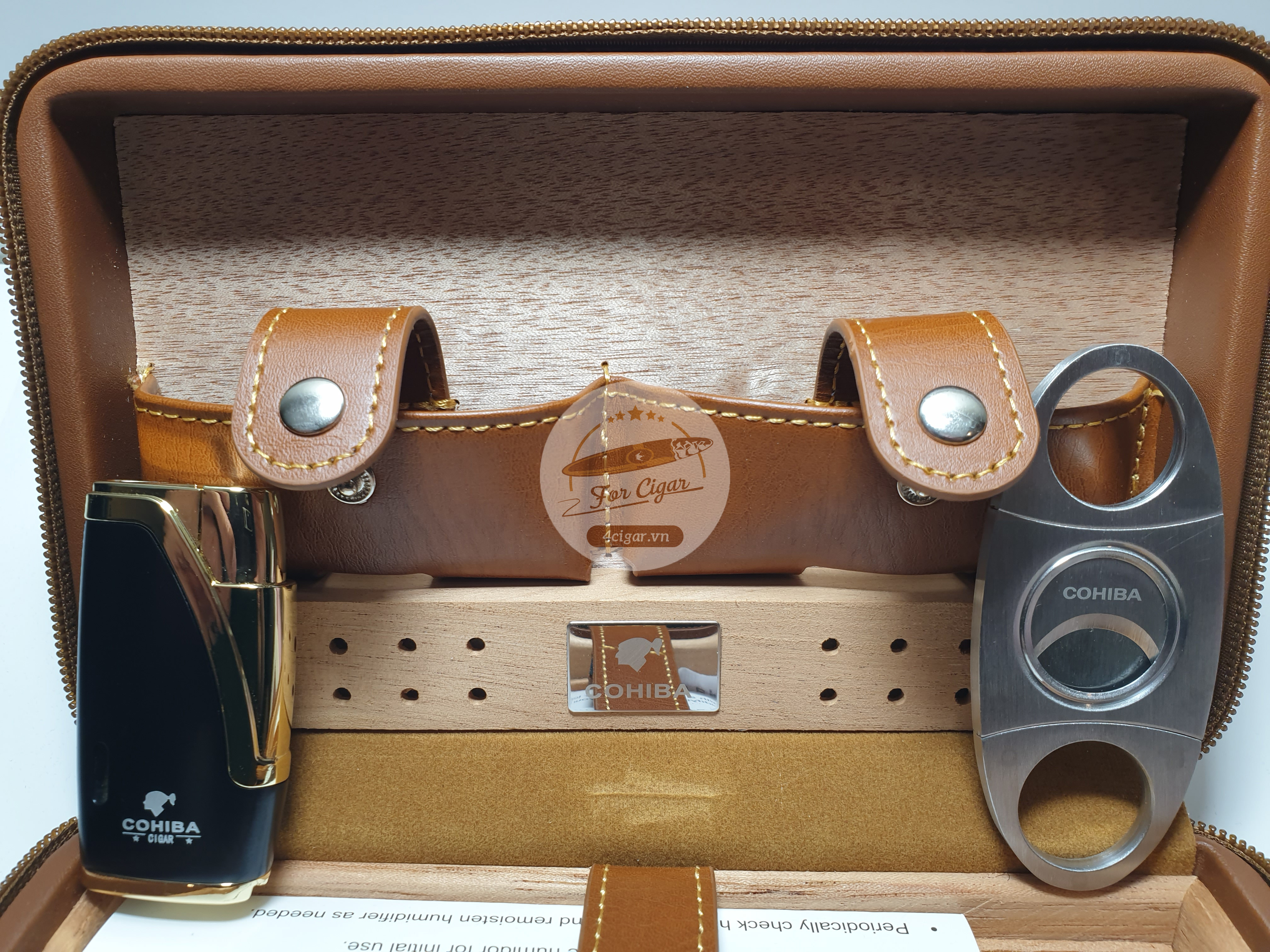Hộp đựng cigar 4 điếu XJ-T104 (Bao gồm khò cắt)