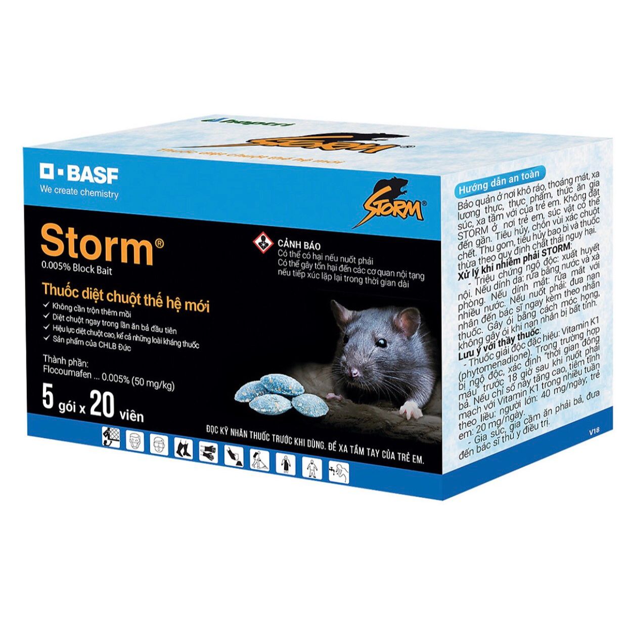 Thuốc diệt chuột Storm 0.005% (5 gói x 20 viên) (Bao bì mới)
