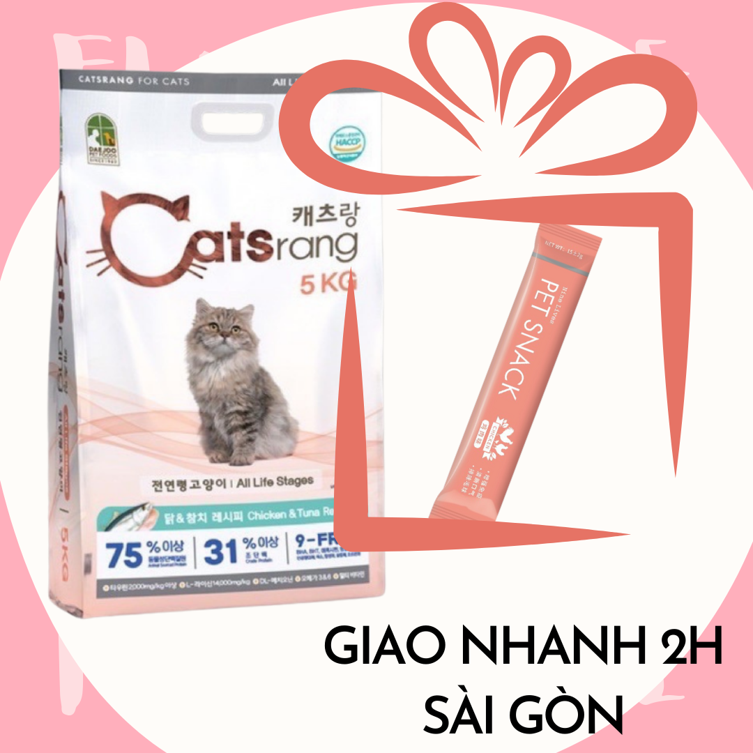 Catsrang 5kg thức ăn cho mèo hạn sử dụng 3/2023