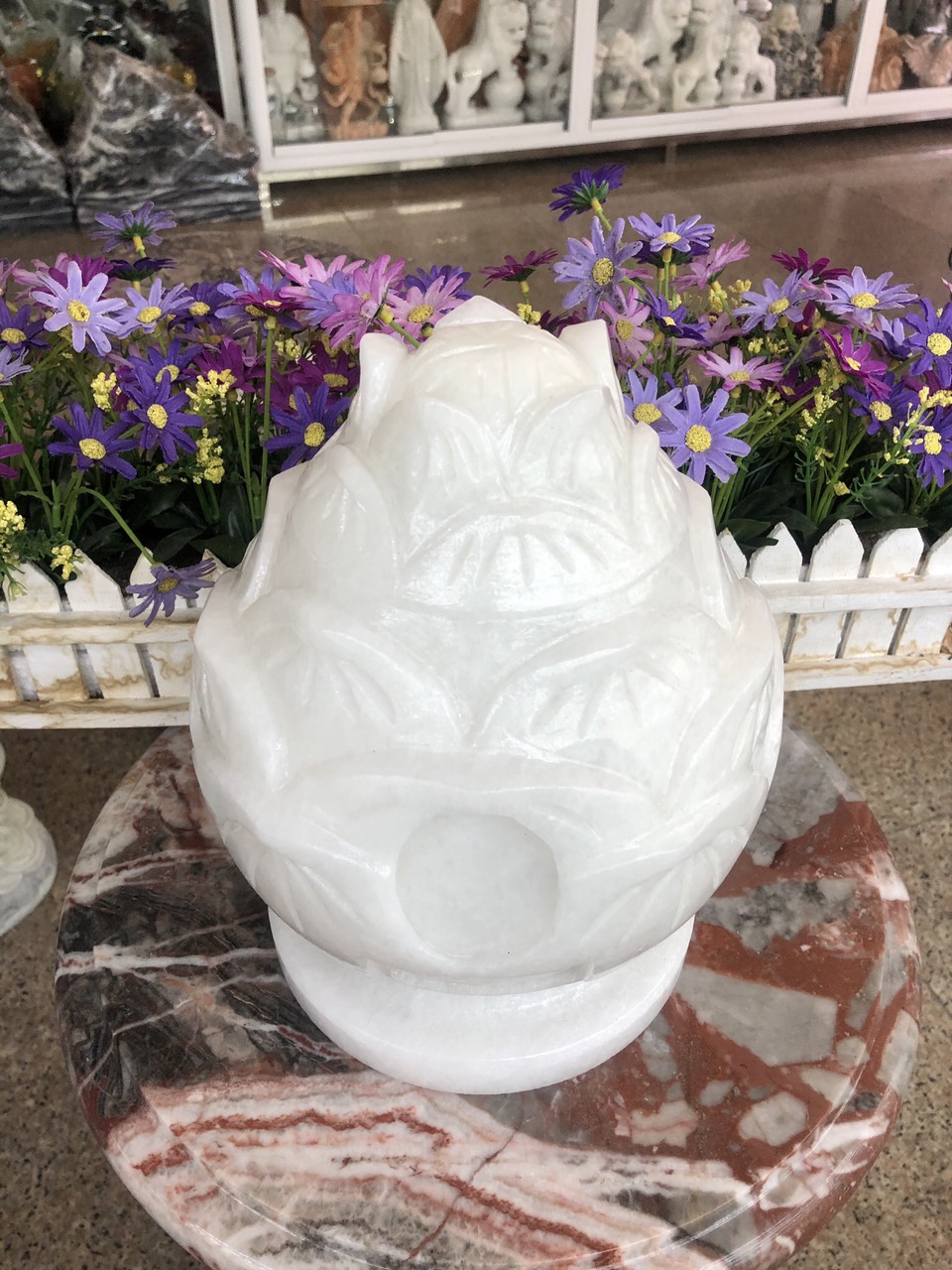Hủ đưng tro cốt đá cẩm thạch trắng