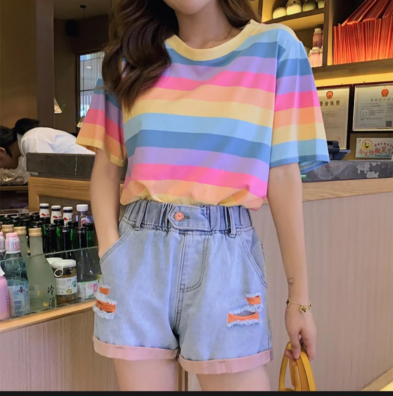 [HCM]áo croptop cầu vòng (hình thật shop tự chụp)