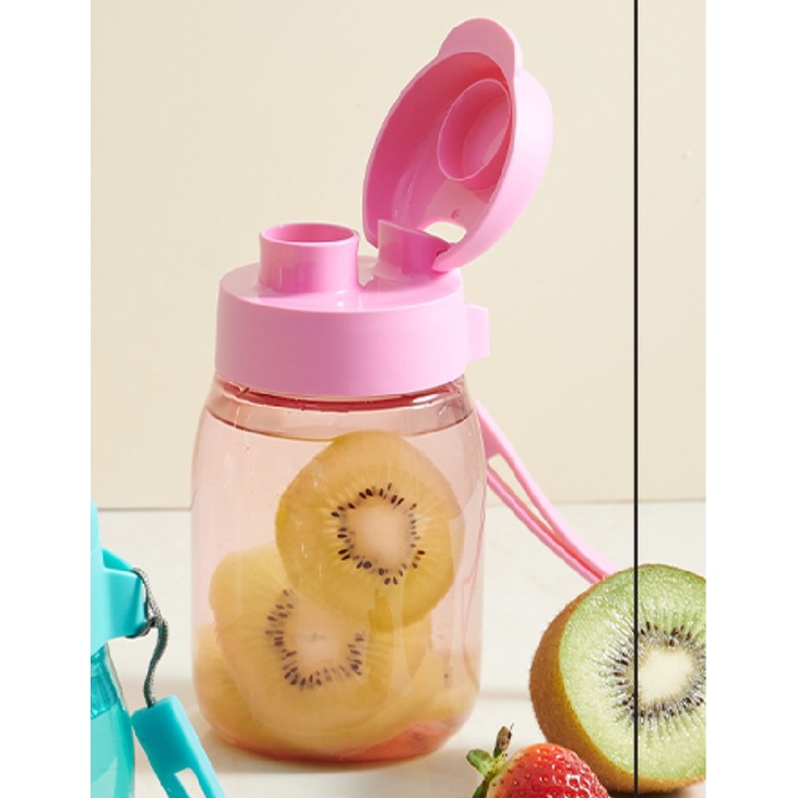 Bình nước Tupperware 1.1L, có vạch chia, có dây đeo, kèm ống hút