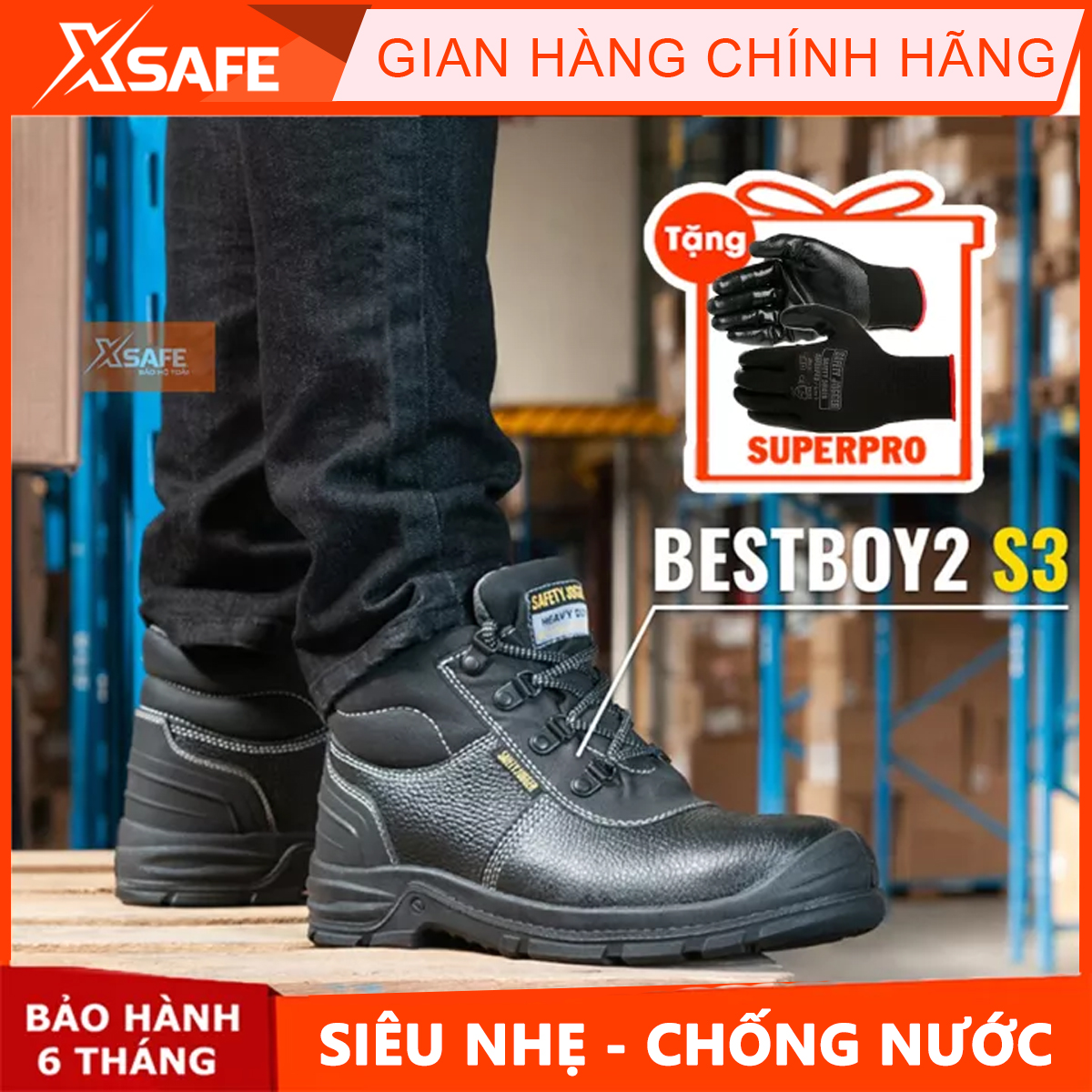 Labor protection shoes male jogger Bestboy2 S3 cow leather, waterproof, anti-studs, slippery slide-works, factory Stock low sports styling [xsafe] [Xtool]
