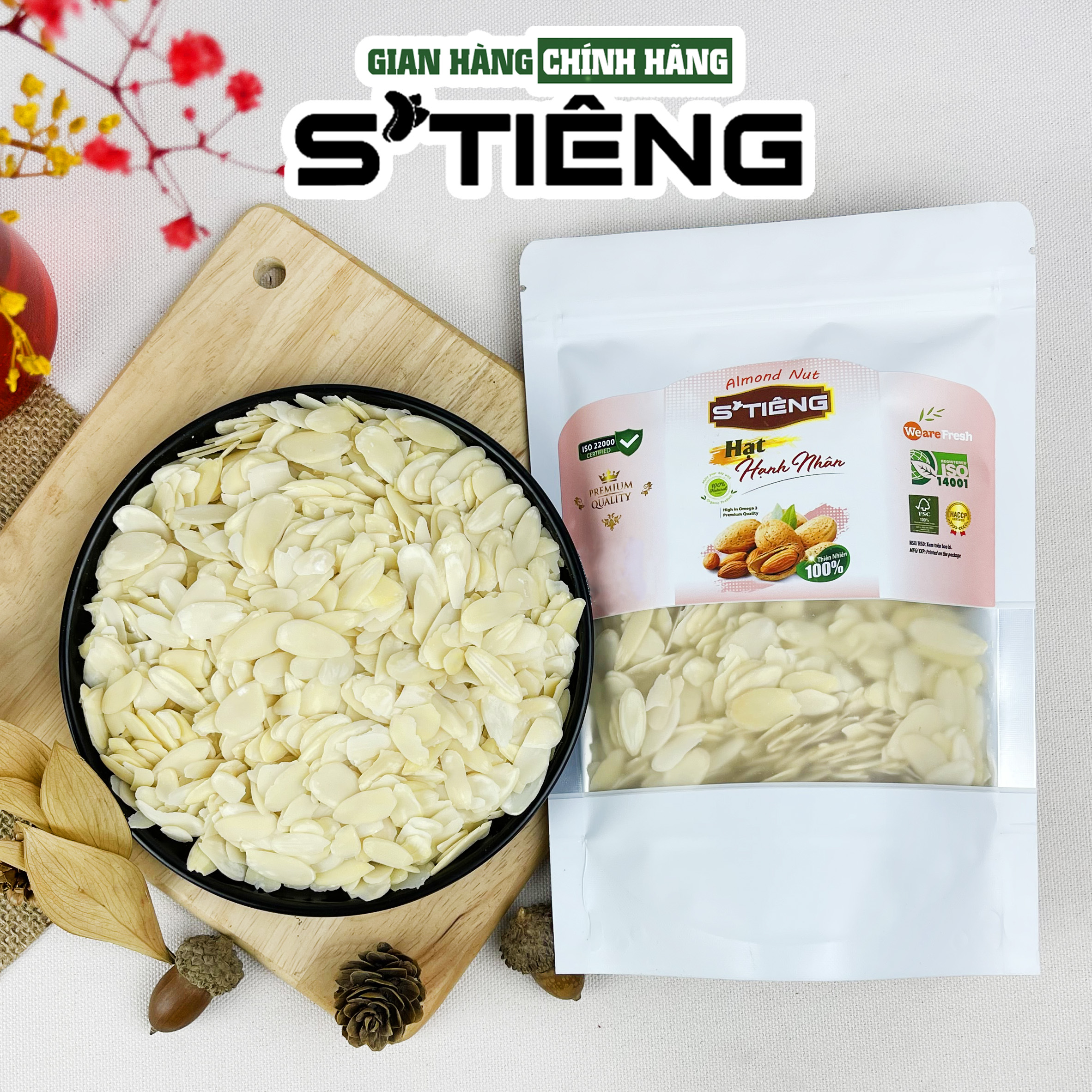 Hạt Hạnh Nhân Cắt Lát Tươi Sống STIÊNG