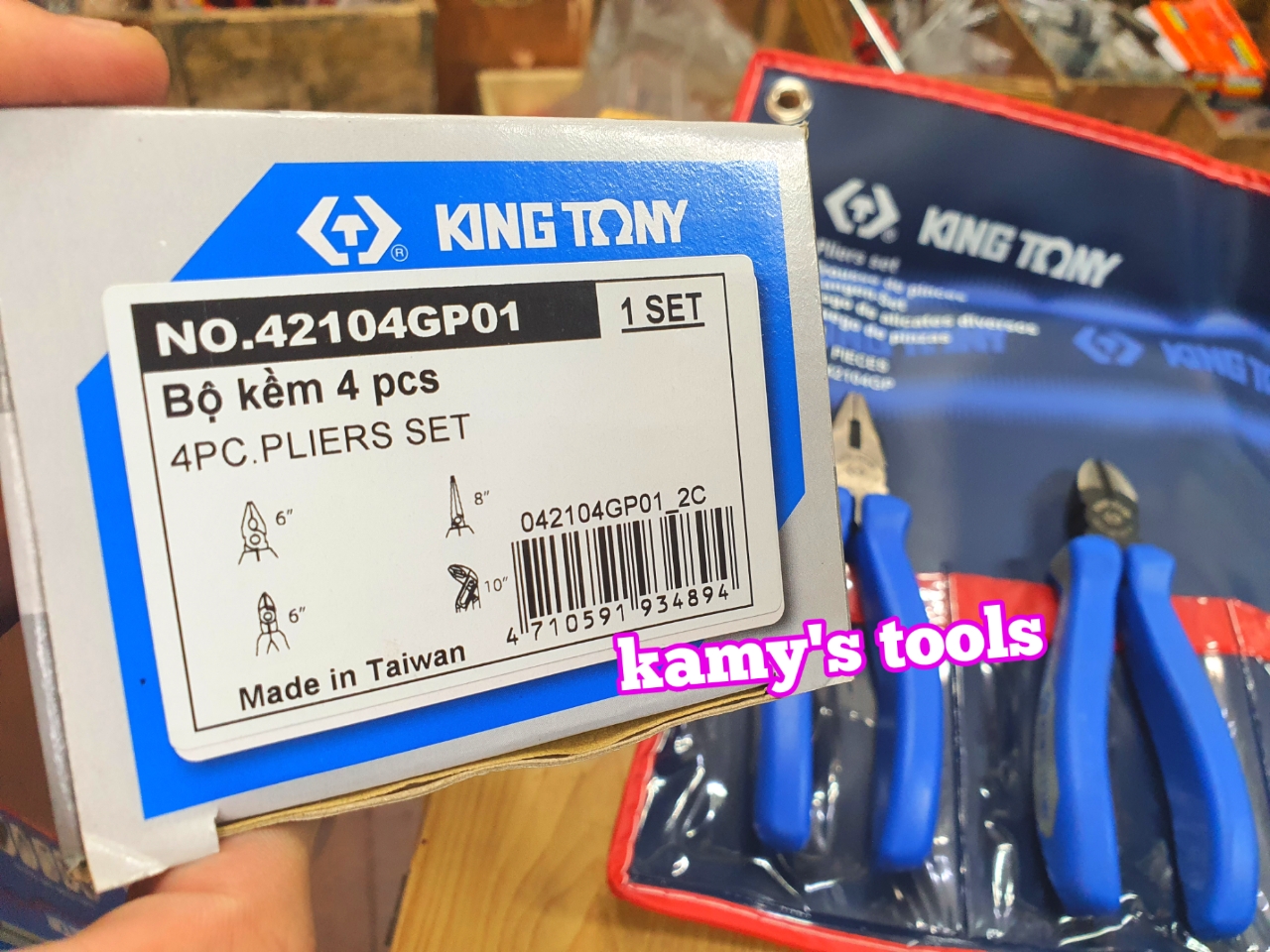 [HCM]Bộ kìm 4 cái Kingtony model 42104GP01 (Kìm cắt điện nhọn mỏ quạ)