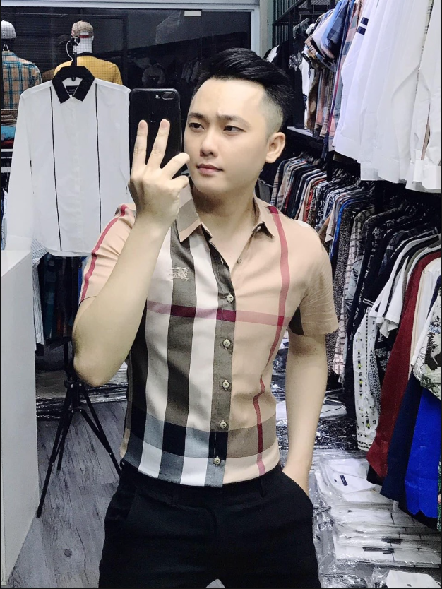 Áo sơ mi bbr nam kẻ sọc caro 2 túi ngực