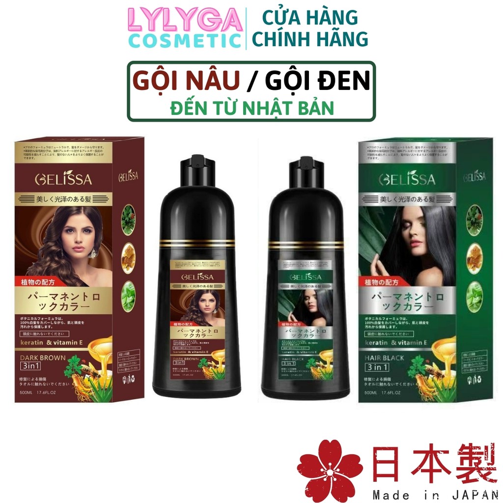 Dầu gội phủ bạc GELISSA 500ml nhật bản - Dầu gội nhuộm tóc đen