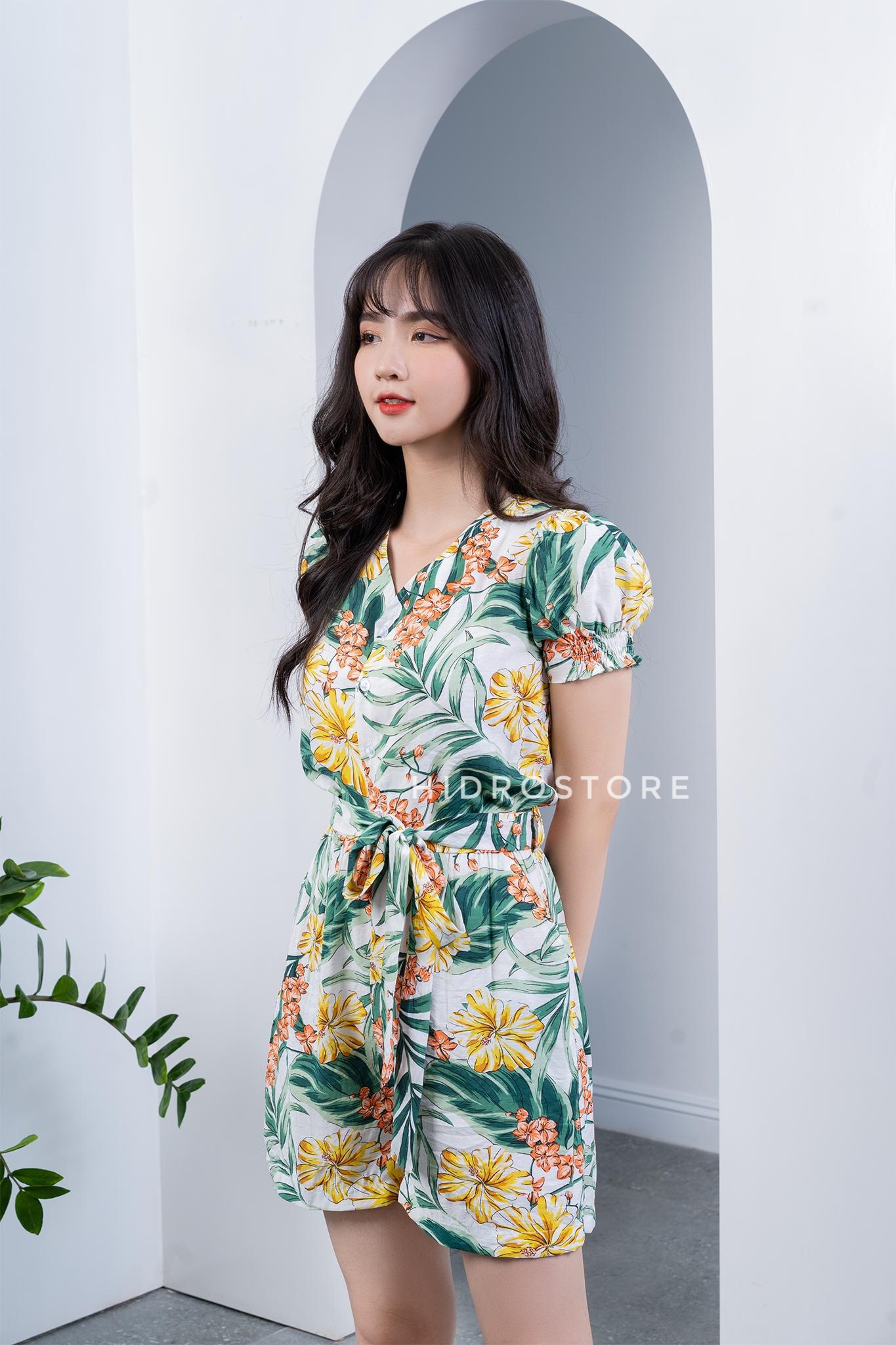 Jumpsuit đũi họa tiết hoa lá chất đẹp