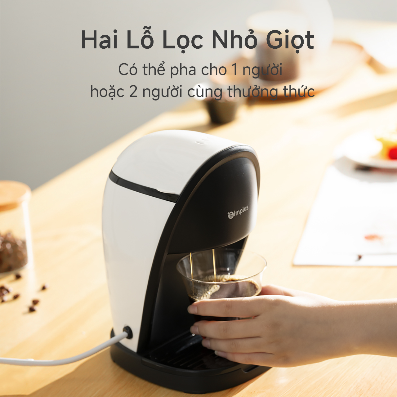 [New Arrival] Simplus Máy Pha Cà Phê Máy Pha Cà Phê Đa Năng Mỹ Có thể Dùng Để Pha Cà Phê Và Trà Thiết Kế Nhỏ Gọn Dung Tích Bình Chứa Nước 250ml KFJH018 - Bảo hành 1 năm 1 đổi 1