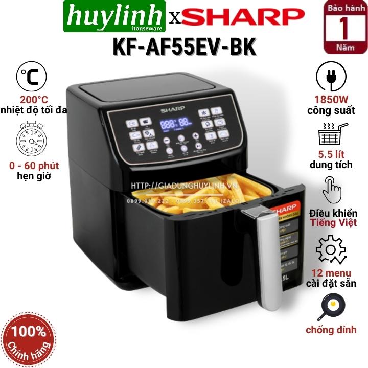 Nồi chiên không dầu Sharp KF-AF55EV-BK - Dung tích 5.5 lít