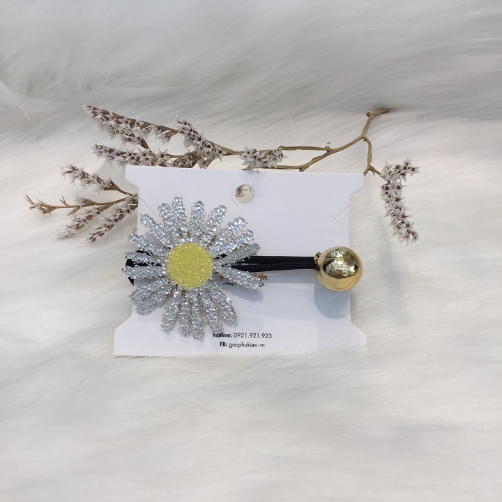 💐 Cột Tóc Hình Hoa Cúc Đính Đá, Đơn Giản, Dễ Tương 💐