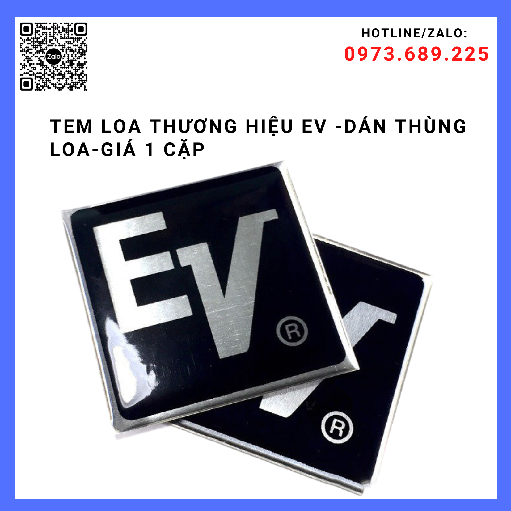 TEM LOA THƯƠNG HIỆU EV -DÁN THÙNG LOA-GIÁ 2 TEM