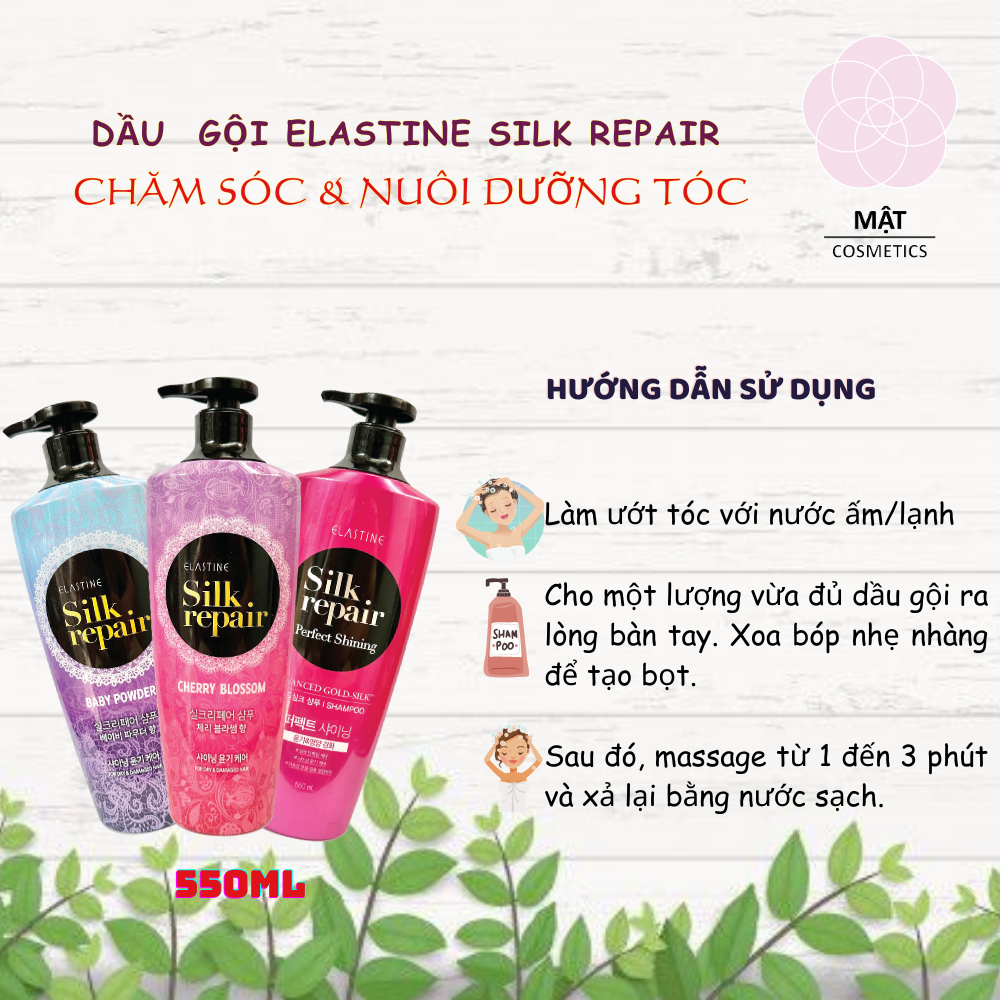 Dầu gội nước hoa Hàn Quốc Elastine Silk Repair 550ml