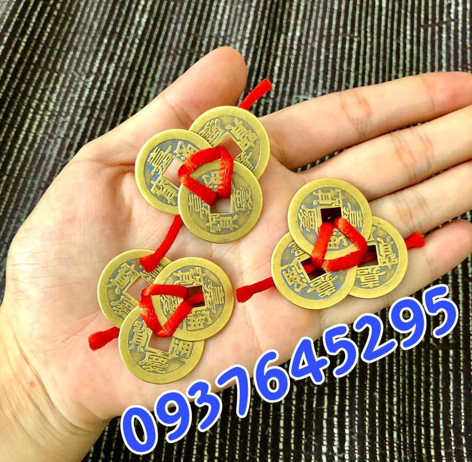 Combo 3 bộ gồm 9 đồng tiền xu phong thủy thắt dây may mắn