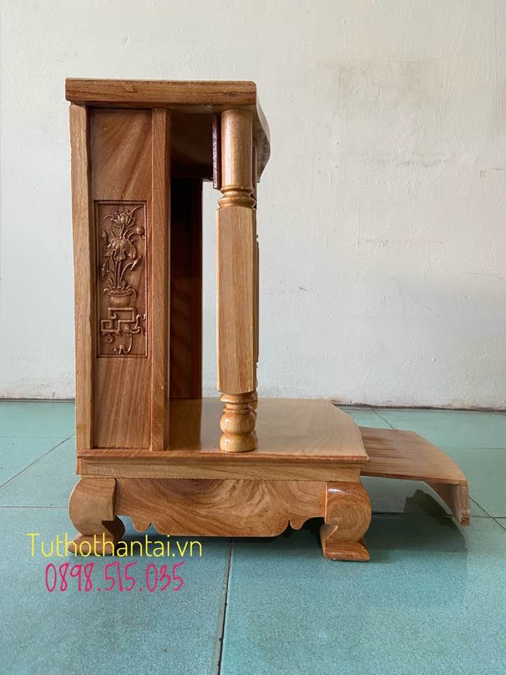 Bàn thờ thần tài cột vuông 40 x 60cm - Gỗ Gõ Đỏ