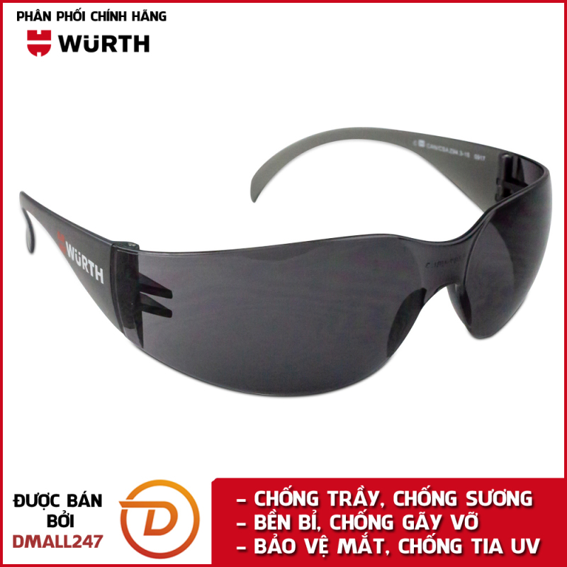 Kính bảo hộ mắt siêu bền chống bụi, trầy xước, gãy chuyên dụng Wurth WU-SG - Dmall247, bảo hộ lao động, bảo vệ cơ thể