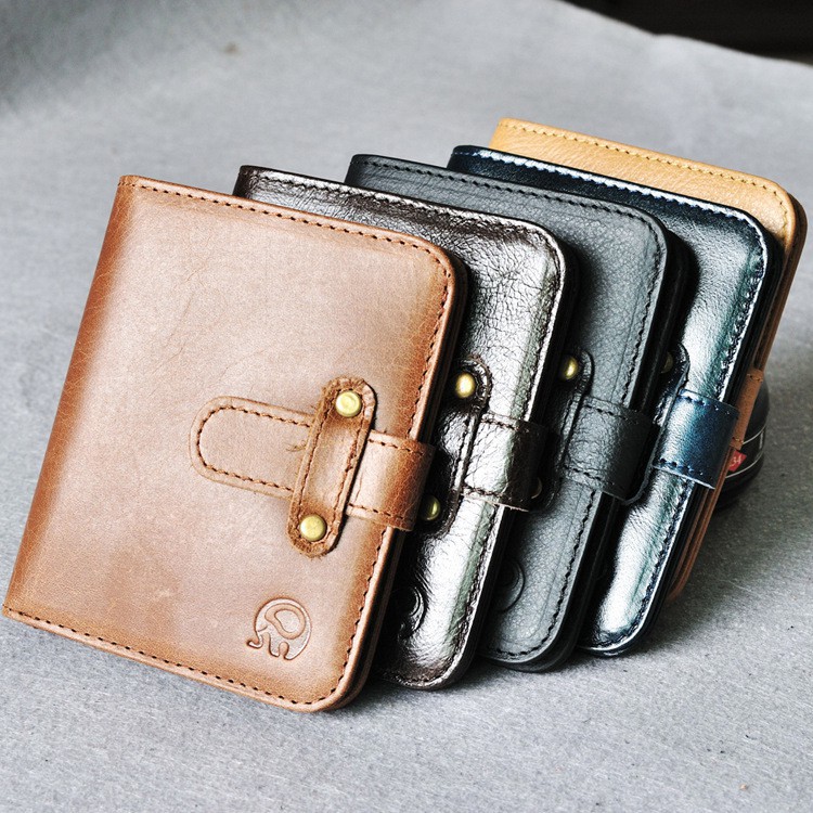 [HCM]Ví Nam Nữ Handmade Da Bò Thật Có Quai Cài