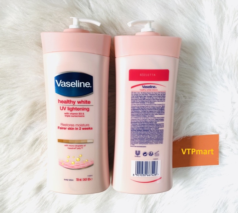 Dưỡng Thể Vaseline Healthy White UV Lightening 725ml Mỹ - Cam Kết Chuẩn