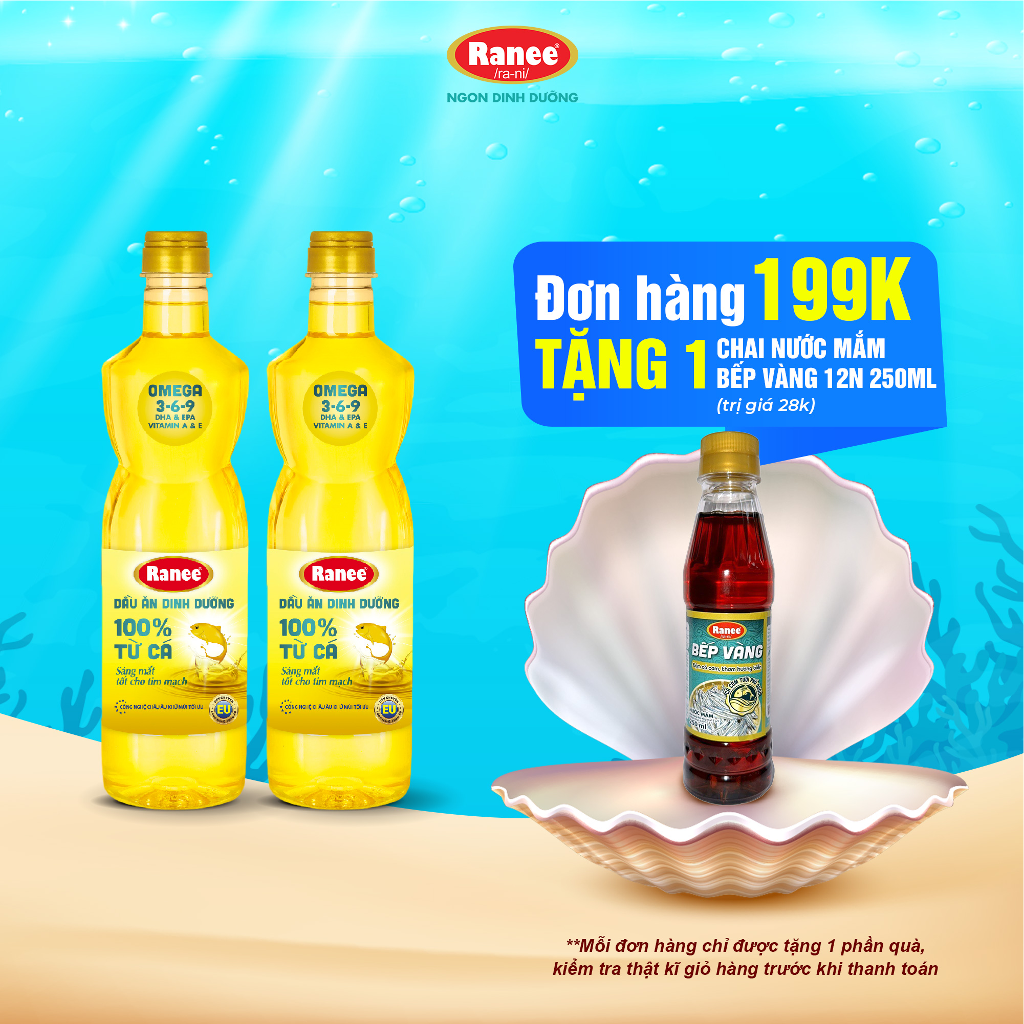 {Đơn 199k tặng hộp bơ -399k tặng vá gỗ} Combo 2 chai dầu ăn dinh dưỡng Ranee 950ml (950ml/chai x 2 chai)
