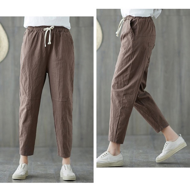 Quần baggy harem Linen nữ