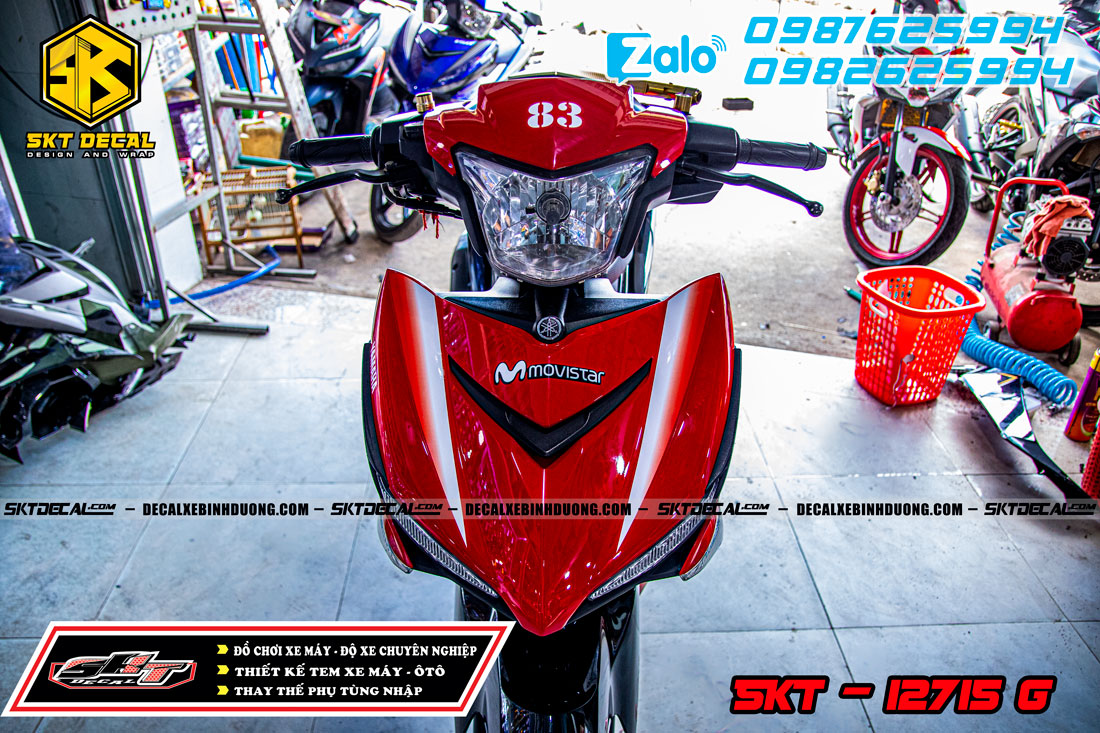 tem rời exciter 150 đỏ đen trắng movistar
