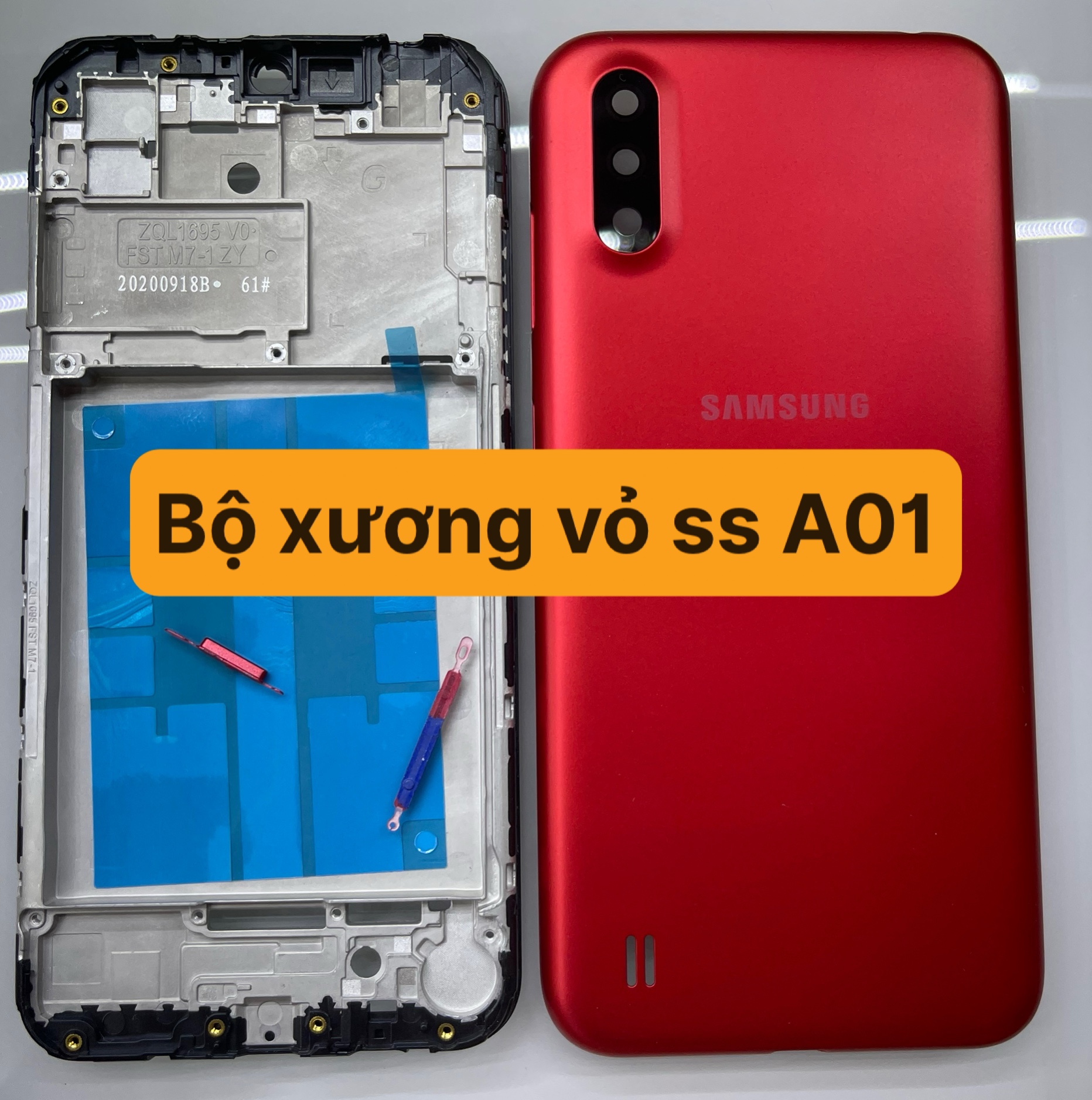 Samsung A01 Shell Set (Includes Back, Frame, Ribs, Glass, Buttons)