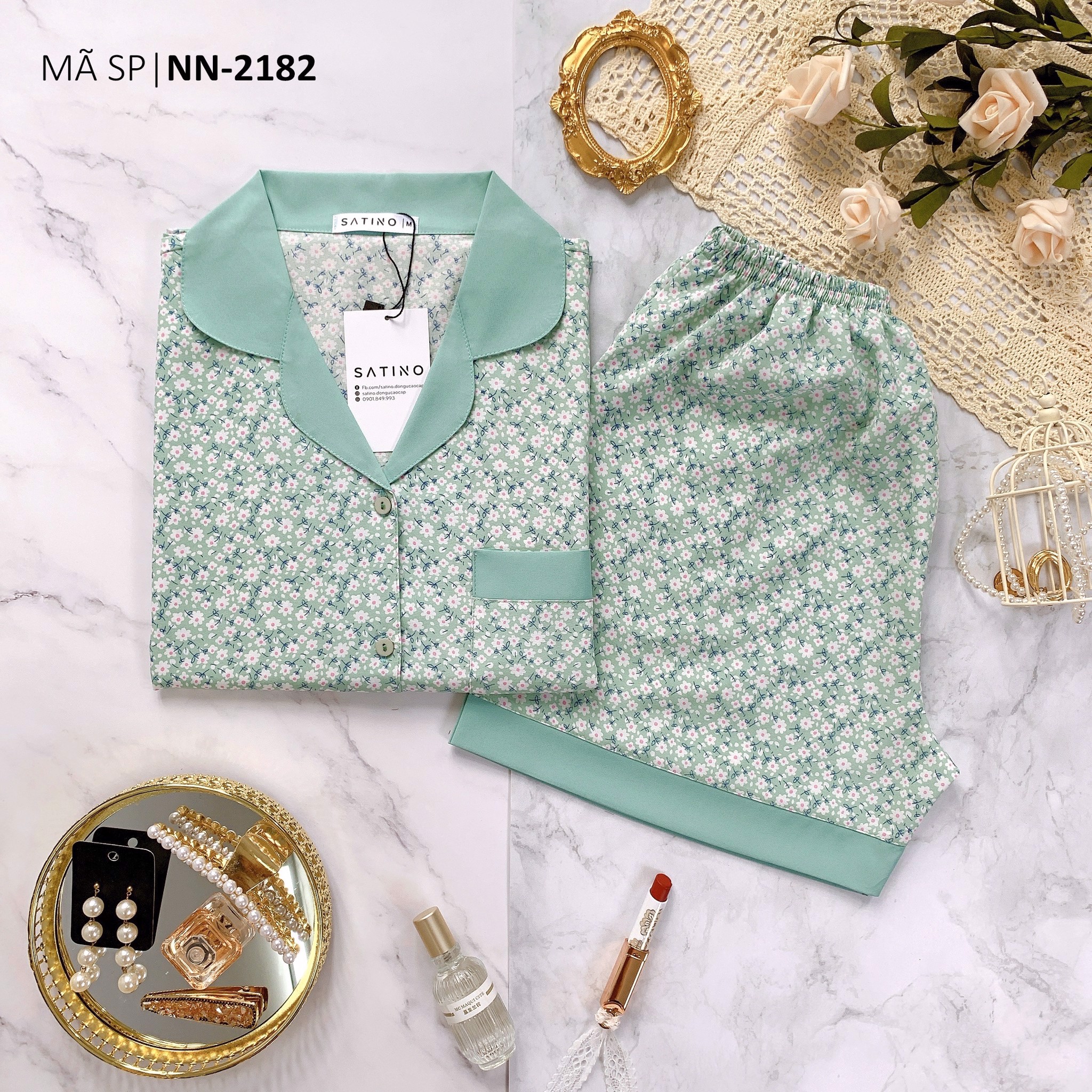 [COMBO 3 BỘ 439K] Pijama TNQN - Lily Mint 01