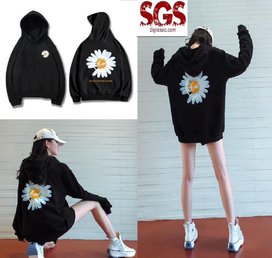 [HCM]Áo hoodie nam nữ freesize KKC009 màu đen họa tiết cúc trắng nổi bật  phong cách streestyle độc đáo
