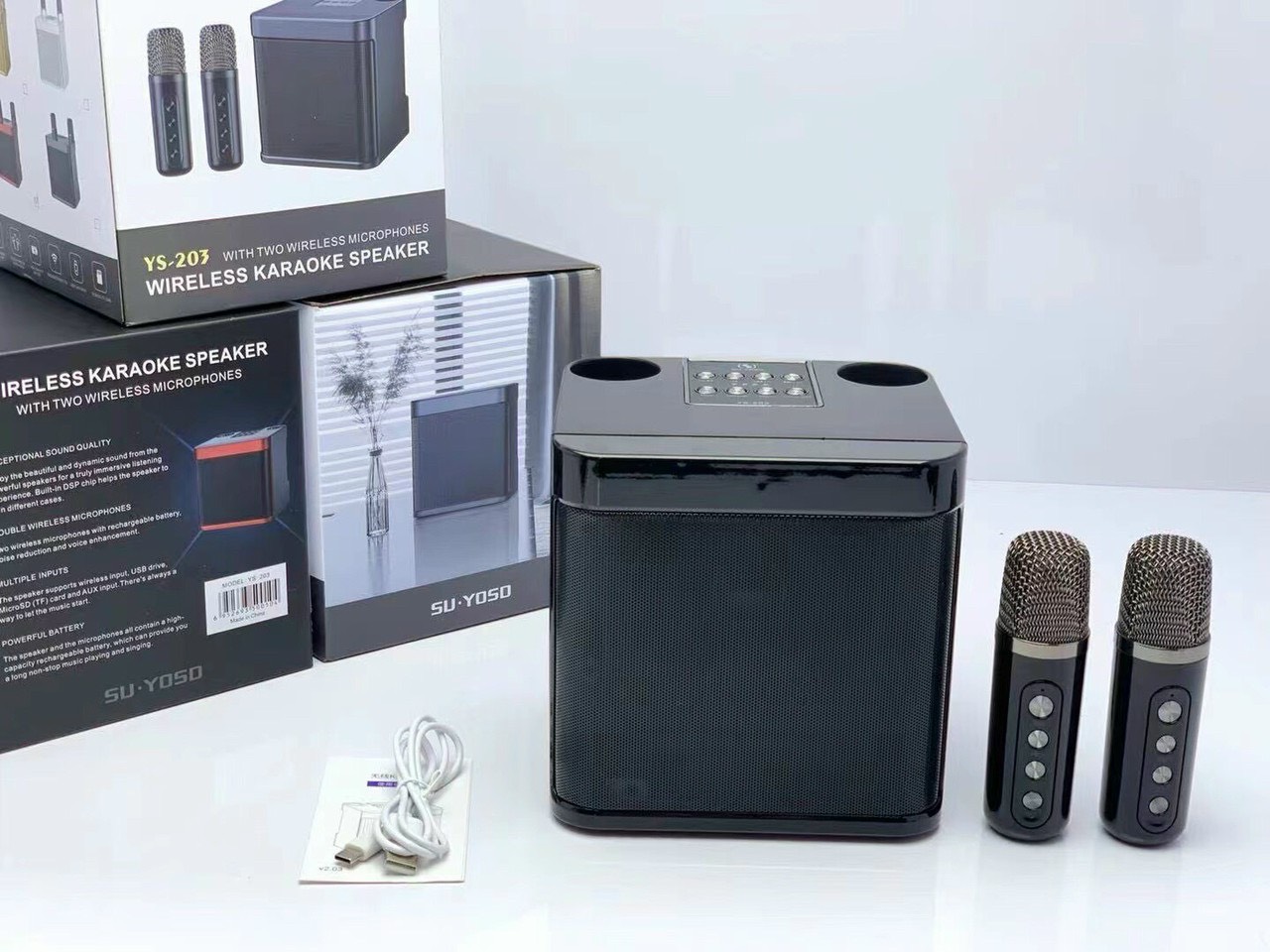 [ Loa Hot - SALE CỰC KHỦNG ] Loa Nghe Nhạc, Karaoke Bluetooth Su-Yosd YS-203 Cao Cấp Kèm 2 Micro Không Dây, Công Suất Lớn - Loa Bass Mạnh, Âm Thanh Cực Chắc, Chống Rè, Chống Hú, Kết Nối Bluetooth - USB - Thẻ Nhớ - AUX, Dễ Dàng Tuỳ Chỉnh Kokomi ssa