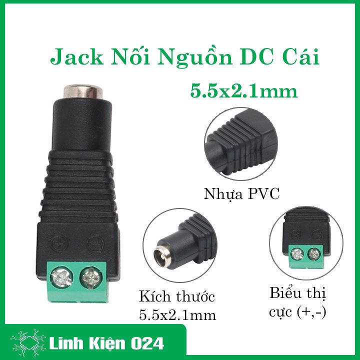 Jack nối nguồn DC cái 5.5x2.1mm