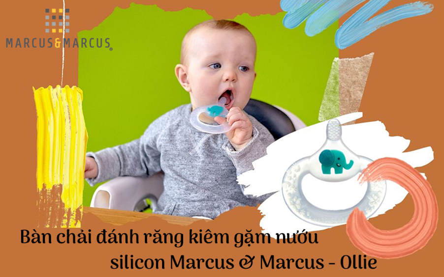 Bàn chải đánh răng kiêm gặm nướu silicon cho bé Marcus & Marcus, từ 6 tháng - Ollie