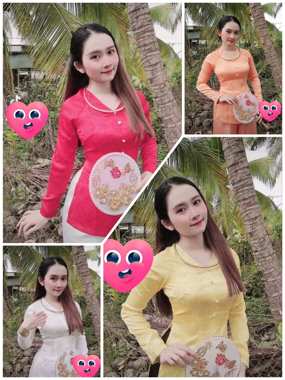 ÁO BÀ BA CÁCH TÂN GẤM ĐỒNG TIỀN