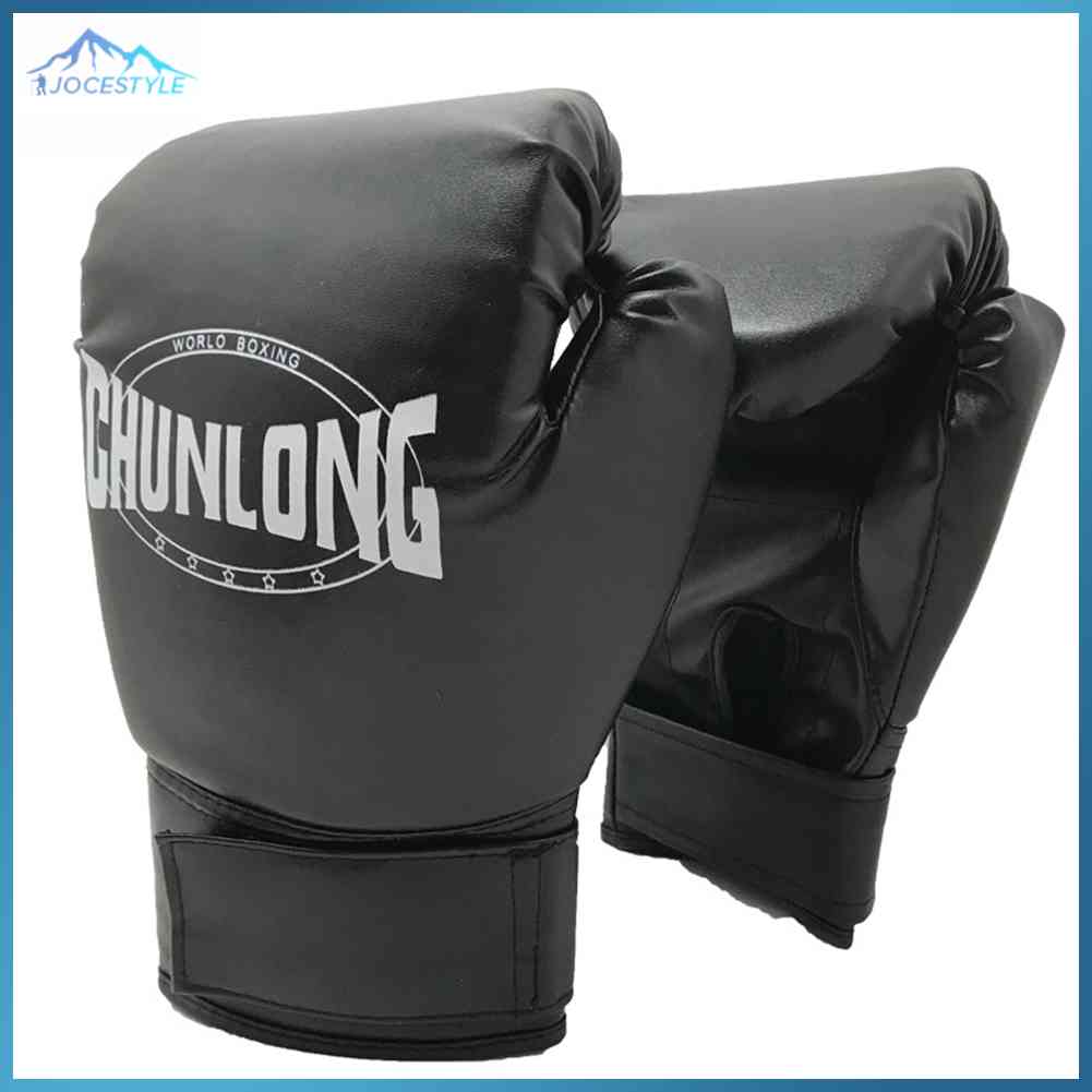 2pcs Muay Thai Karate Punching Gloves PU Boxing Training Fighting Gloves-Black/Red