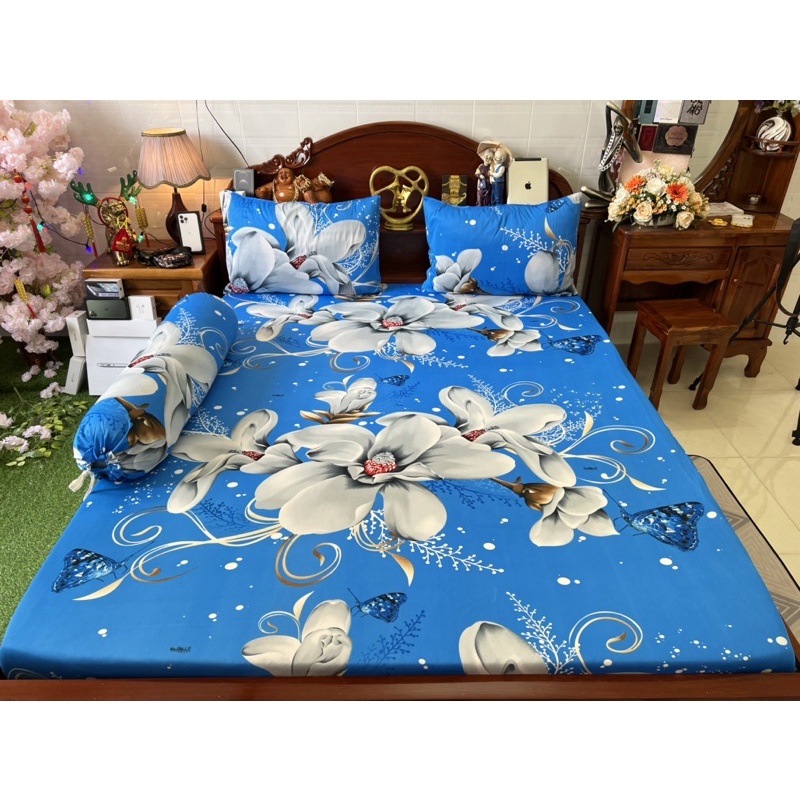Bộ ga gối thun hàn quốc hoa sứ siêu sang ( nhận may theo yêu cầu)