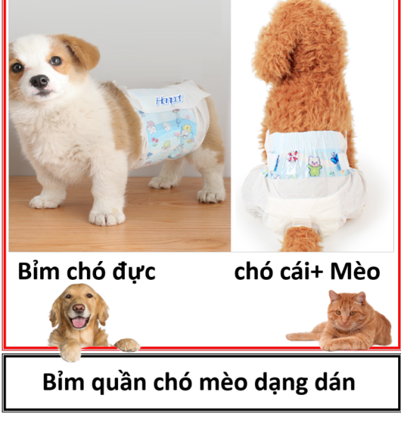 HCM-10 miếng bỉm quần chó mèo cao cấp dạng dán (dành cho chó cái và mèo các loại) loại siêu thấm / băng vệ sinh chó /chó có kinh nguyệt