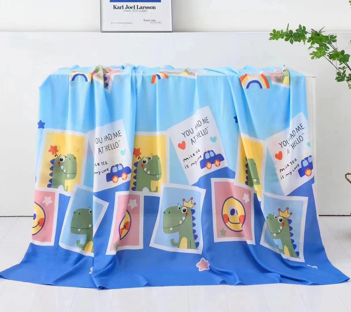Chăn hè thu, chăn hè, mền cotton lụa TELCEL trần bông cho bé 1m2x1m5