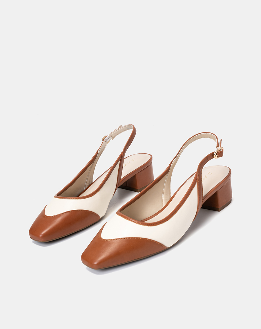 Giày Búp Bê Nữ 3cm Thời Trang JUNO Slingback Gót Vuông BB03099