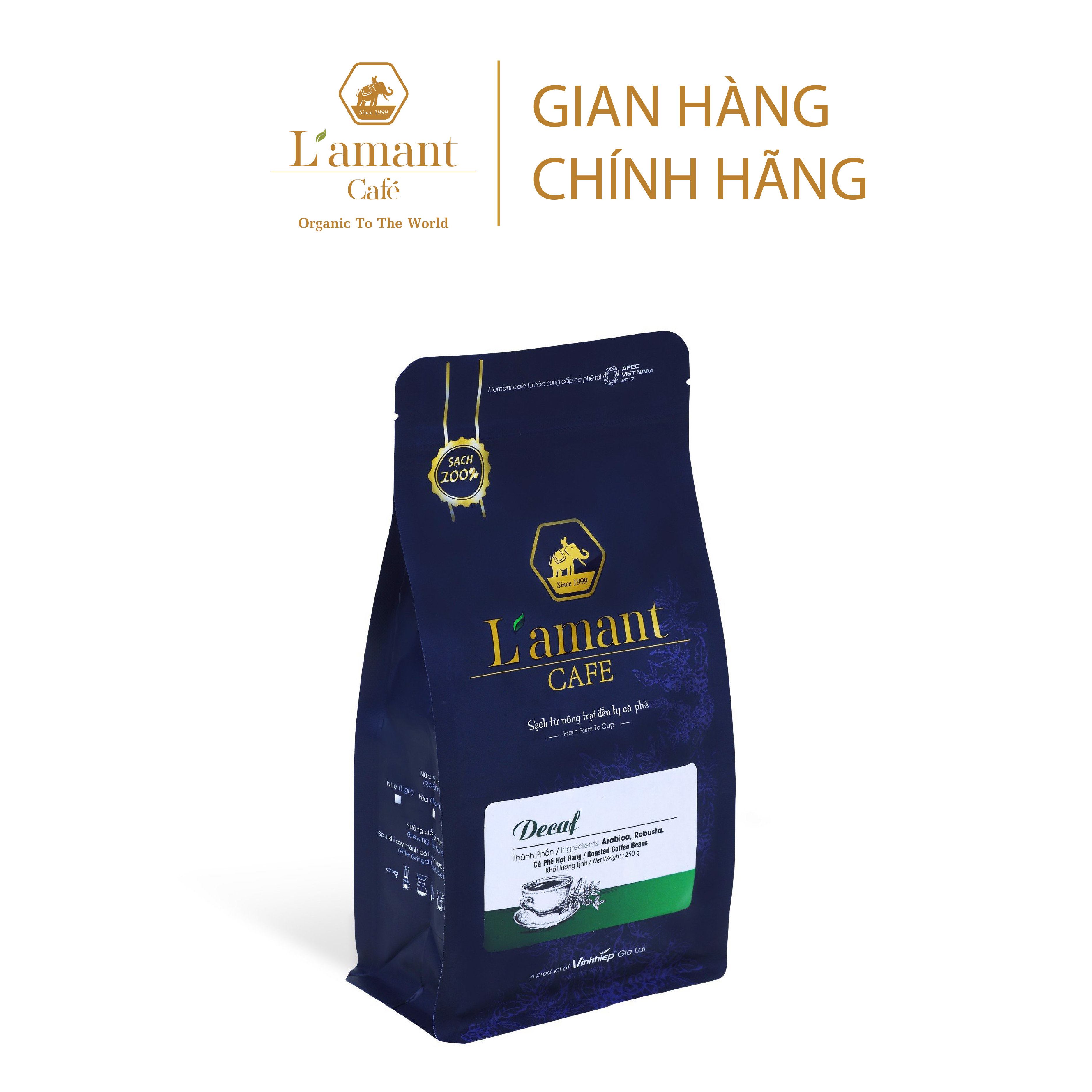 [MỪNG ĐẠI LỄ TẶNG PHIN VÀNG] Cà phê hạt rang L’amant Decaf Espresso - L’amant Decaf Espresso Roasted Coffee