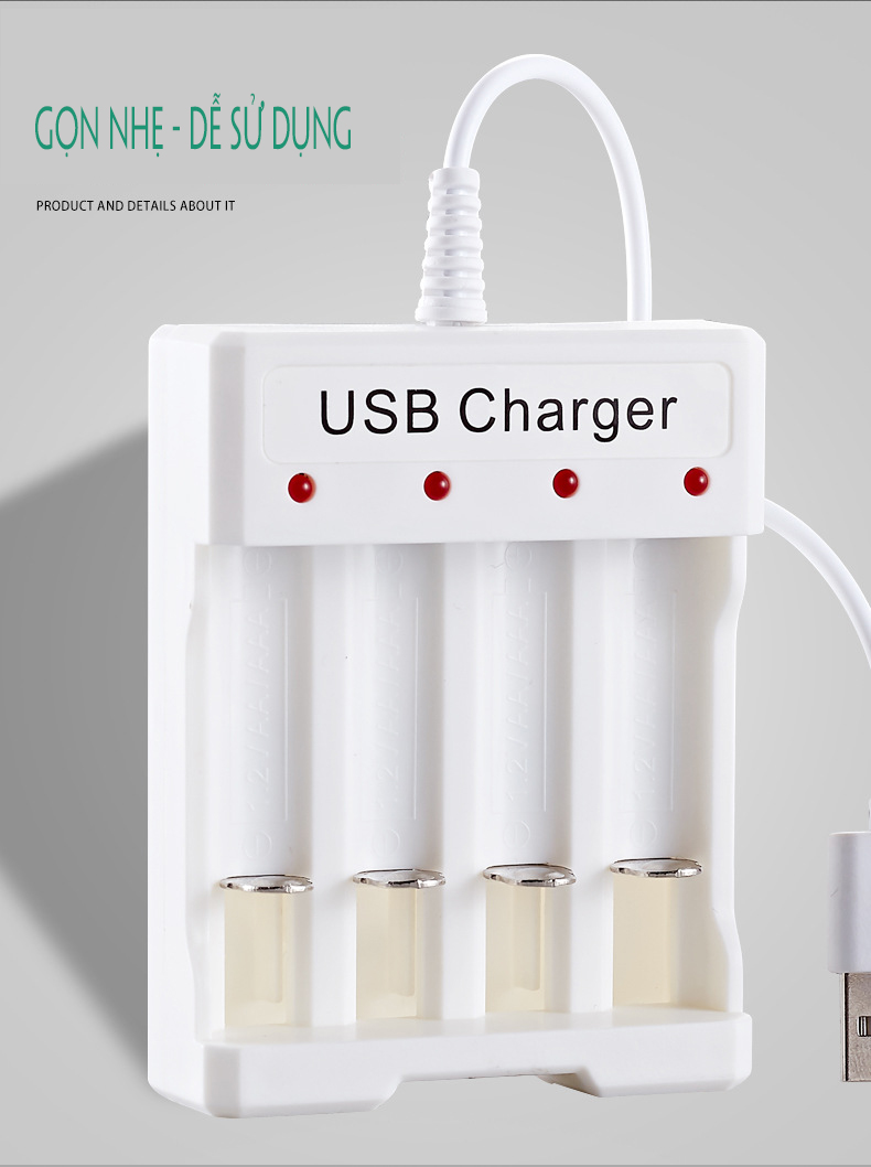 Sạc pin tiểu AA AAA 4 cổng Bmax B-04 (cổng kết nối USB)