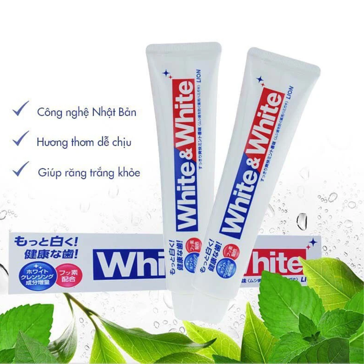 KEM ĐÁNH RĂNG WHITE & WHITE LION NHẬT BẢN
