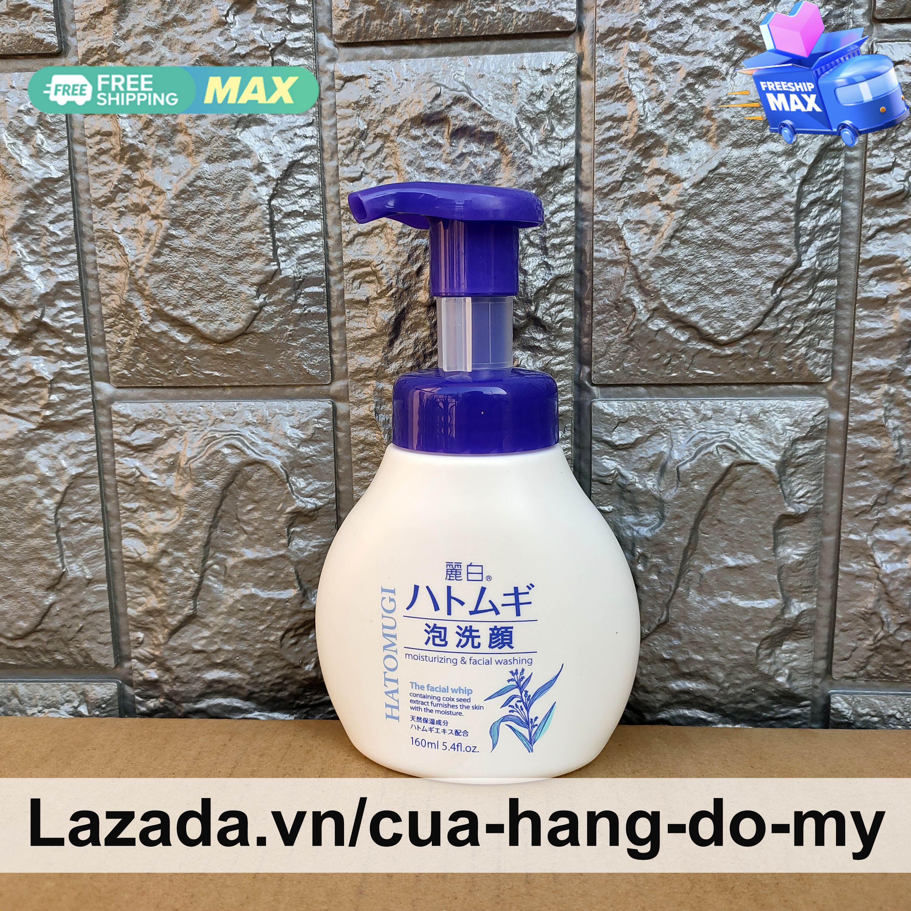 Sữa rửa mặt tạo bọt ý dĩ Hatomugi The Facial Whip 160ml của Nhật chai có vòi - Bọt rửa mặt - Shop Hong1008