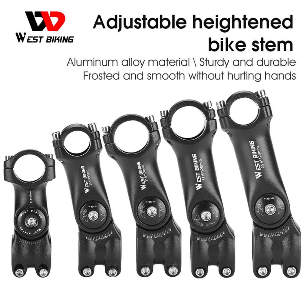 WEST BIKING Bike Stem Adjustable Angle Handlebar Riser Extension Adapter Easy Installation Road Mountain Bicycle Accessories