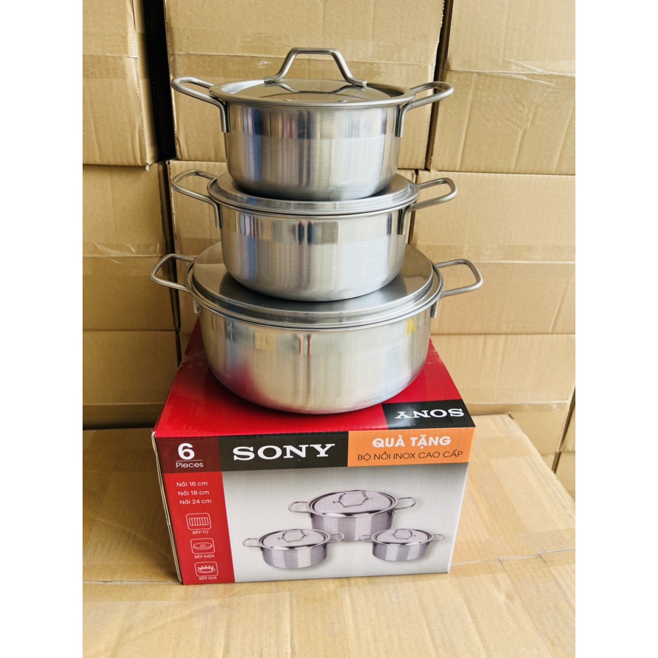 Bộ nồi inox 1 đáy cao cấp dùng được bếp từ Quà tặng từ Sony