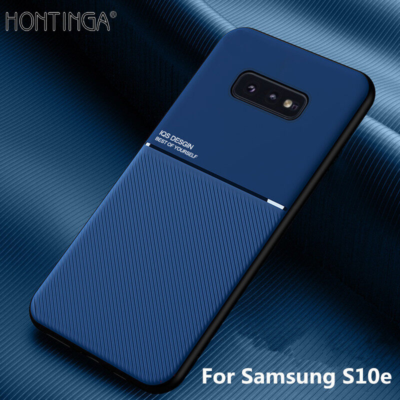 Hontinga For Samsung Galaxy S10e Case Slim Leather Texture Casing Samsung S10 E Phone Case Fahion Slim Matte Protective Phone Case Cove Shockproof Cases Coque Handphone Case