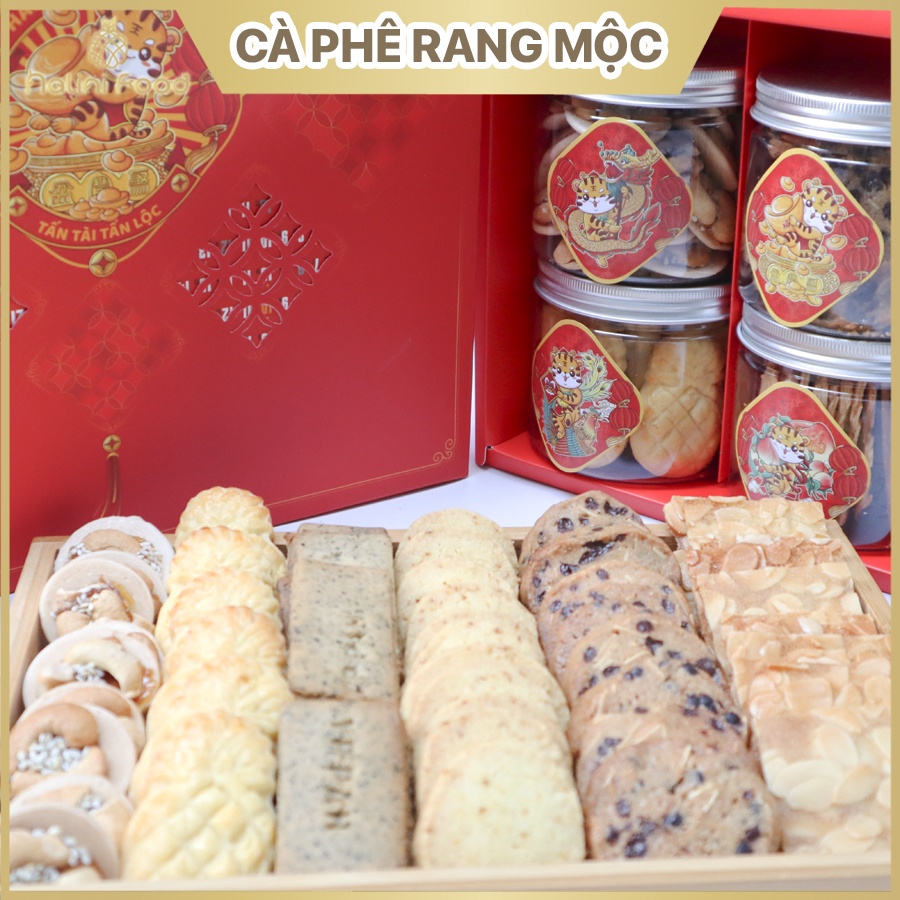 Quà Tết Hộp bánh quy tết [Bánh dứa, cam, trà earl grey, chocolate hạnh nhân, ngói hạnh nhân, bánh đồng tiền hạt điều]