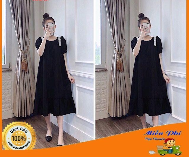Đầm Suông Đi Tiệc - Váy Suông Thiết Kế Ngắn Tay Freesize Bầu Mặc Cũng Xinh 