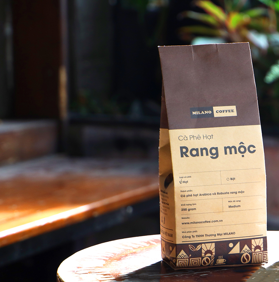 Cà phê hạt RANG MỘC NGUYÊN CHẤT 100% MILANO COFFEE 250gr